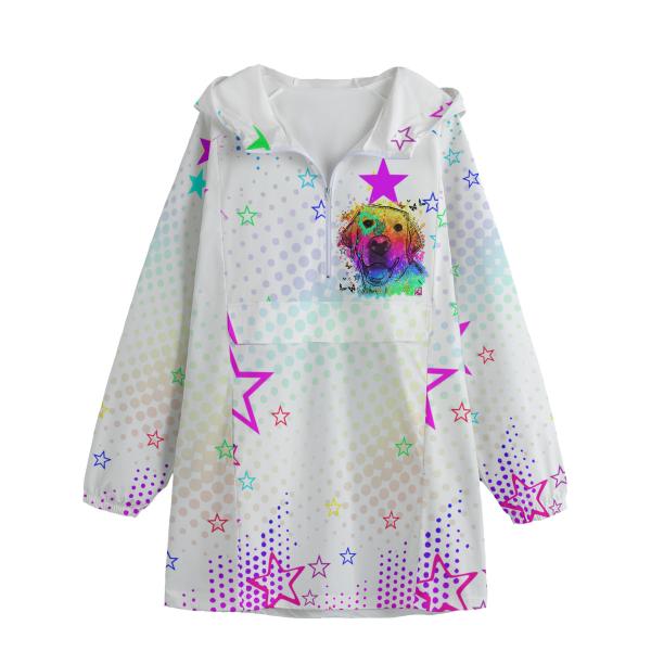 Leichte Regenjacke  Sunny – Popart Hundemotiv, 100 % Polyester, Unisex, Mix, Mischling, Golden Retriever, Goldy